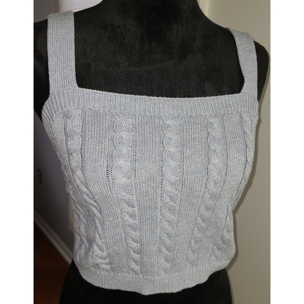 Abercrombie & Fitch Halter Top Blue Cable Knit Ribbed Sweater Sz‎ Sm Minimalist